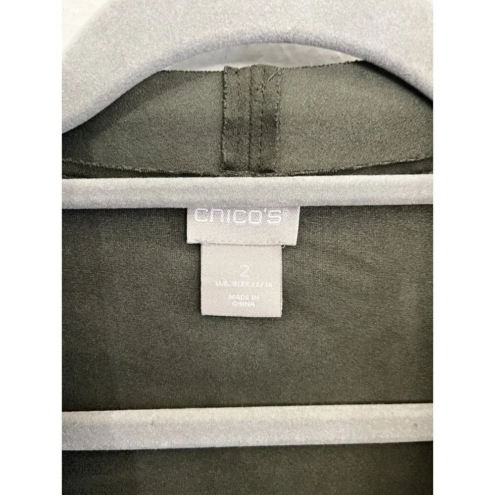 Chico's Olive Green Open-Front Utility Jacket